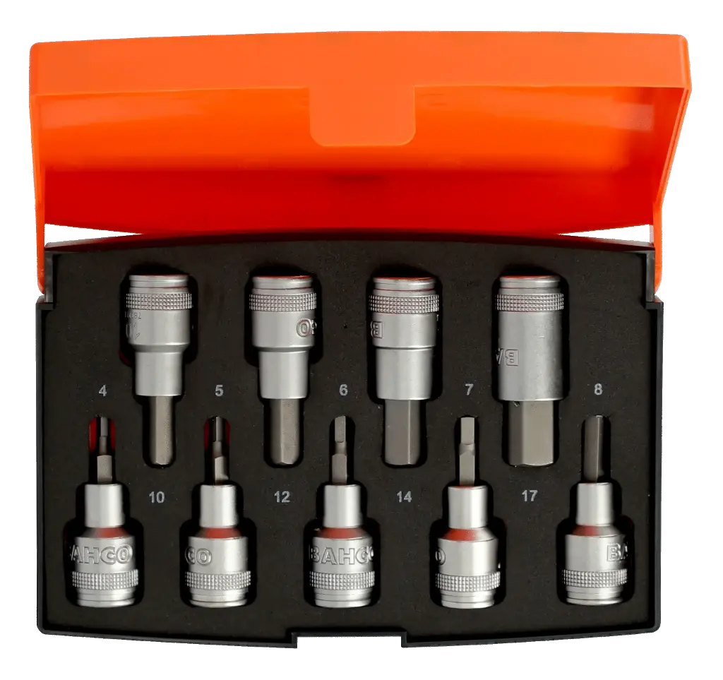 JUEGO DE BOCALLAVES C/PUNTAS HEX. ENC. 1/2 - 9 PZS. BAHCO