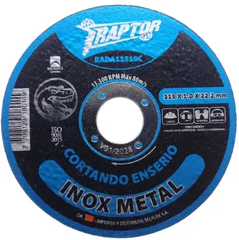 DISCO ABRASIVO DE CORTE PLANO INOX 230 x 2.0mm RAPTOR