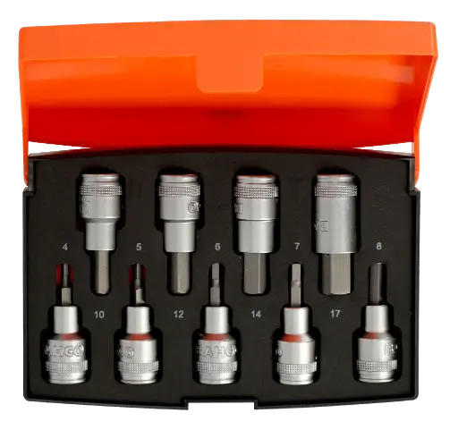 [S9HEX] JUEGO DE BOCALLAVES C/PUNTAS HEX. ENC. 1/2 - 9 PZS. BAHCO